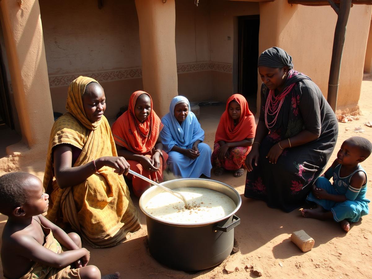 Séance d'apprentissage nutritionnel dans un village du Guéra
